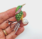 Hummingbird Brooch Rhinestone Pin Coat Accessories Bird Lover Jewelry Gift