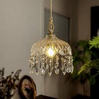 Small Vintage Crystal Pendant Light Kitchen Island french Brass Glass Mini