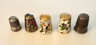 Vintage Lot Of Brass   Enamel Cloisonne  3  Thimbles Birds   Floral Designs