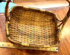 Vintage Square Wicker Gathering Basket Large Willow Wood Storage Handle