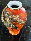 Vintage Royal Japanese Dragon Ware Satsuma Vase 3d Dragonhead Body Gold Textured