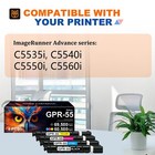 Compatible Gpr-55 4-pack Toner For Canon C5560i C5535i C5540i C5550i   bk c m y 