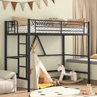 Twin Size Metal Loft Bed W removable Ladder And Safety Guardrail Easy Assembly