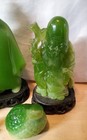 Vintage Faux Resin Green Jade Hand Carved Asian Chinese Wise Man Woman