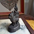 Rare Antique Bronze God Riding Sigha Figurine Burmese Sculpture Opium Weight