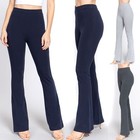 Womens Flare Leg Leggings Cotton Stretch Yoga Pants Elastic Waist