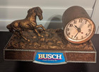 Vintage Busch Beer  Clock Sign Western Horses Cash Register Topper