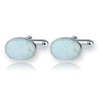 1 50ct Oval Cut Fire Opal Men s Cufflink For Wedding In 14k White Gold Plated925