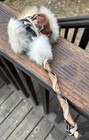 Native American Shaman Medicine Man Rawhide  Fur   Wood Rattle Approx 13   