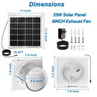 Solar Exhaust Fan With Power Adapter  6 Inch Powered 6 Inch  White