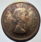 1954 South Africa 1 Penny  Elizabeth Ii Proof  Low Mintage