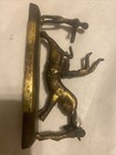 Antique Brass Art Sculpture Bull Rodeo Clowns Furious Charging