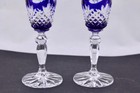 Set Of 2 E  Bielecka bohemian Crystal Cobalt Blue 4-3 4  Liqueur Glasses