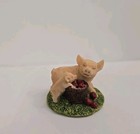 Vtg Enesco Baby   Mother Pig Miniature Figurine Eating Apples 1-5 8  X 1-1 4 New