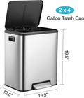 Kitchen Trash Can Stainless Steel With Dual Compartment 2 X 4 Gallon Trash Can