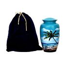 Hlc Urns     Beach Blue Cremation Urn For Human Ashes - Adult Funeral Urn Handc   