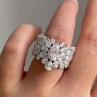 Elegant 925 Sterling Silver White Topaz Charms Wedding Engagement Ring Size 10
