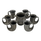 Vintage Wilton Armetale Pewter Pitcher   6 Mug Tankard Set Danish Modern Mcm Usa