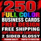 250 Full Color Business Cards Free Design And Shipping Premium Glossy Cardstock
