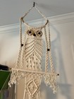 Vintage Mid Century 70s White Owl Macrame Hanging Planter 