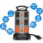 Power Strip Tower 10 Outlets 4 Usb Ports Surge Overload Protector With 6ft Cord