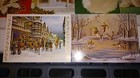 10 Holiday Merry Christmas Greetings Cards Vintage Santa Snow Puppy Sleigh Ride