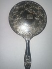 Silver Plated Vanity Set Vtg Hand Mirror Hair Brush Comb Victorian Art Nouveau