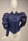Victorian 1890   s Floral Silk Satin   Silk Bodice W Puff Sleeves