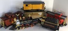 Vtg New Bright Toy Train Lot  6 Train Cars  Tracks Included  Not Tested  As Is 