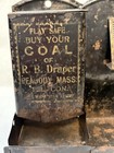 Antique 1900s Tin Wall Match Holder R B Draper Coal Peabody Mass Advertising
