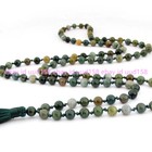 Aaa 6mm Green Agate Round Gems Tibet Buddhist 108 Prayer Beads Mala Necklaces