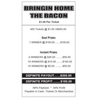 Bringin  Home The Bacon 1 Point 150p 450 Pull Tab Hard Card Tickets Holder Game