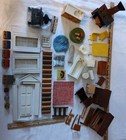 Vintage Miniature Dollhouse Furniture Piano Decor Wood Stove Windows Wood Lot 30