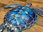 Turtle Blue Metal Wall Art 14  X 12 