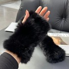 Women s Warm Real Rabbit Fur Gloves Winter Knitted Wrist Fingerless Mittens