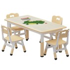 Kids Table And 4 Chairs Set Height Adjustable Toddler Table Desktop Non-slip Leg