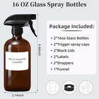 Amber Glass Spray Bottles 16 Oz - Refillable Empty Spray Bottles For Cleaning  E