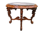 Antique Marble Top Coffee Table Vtg Side Table Walnut Accent Table Ship  60 00