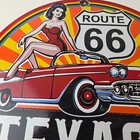 Vintage Texaco Route 66 Pin Up Porcelain Sign - Chevy Gas Station Sign