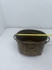 Vintage Mid Century Solid Brass Footed Planter W handles 7   x5   x5   