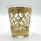Vintage Culver Valencia Mcm Shot Glass 22kt Gold Green Diamonds