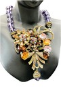 Magnificent Vintage Amethyst Crystal Necklace With Huge Pendant-assemblage