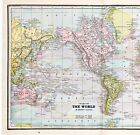 1889 World Map Original Large Ocean Currents Countries  17x11 5 