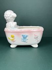 Vintage Ceramic Lamb Baby Bathtub Planter Pink Blue Nursery Decor C-7770