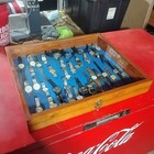 Vtg Large Countertop Display Case Blue Felt Lining  Wood   Glass 24  X 20  X 3   