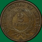 1865 Two Cent Piece Almost Uncirculated Au Coin  39309