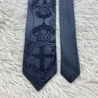 Prada Dark Gray Glossy Emblem Tie  Used  Elegant Classic Neckwear