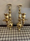 Vintage Brass Wall Sconce Candle Holders With Ornate Teardrop Design Set Of 2