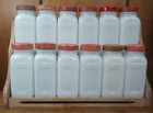 12 Vintage Milk Glass Spice Jars With Red Metal Lids And Wood Shelf Rack