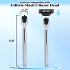 Razor Handle Only With Gillette Mach 3- Ergonomic Metal Handle  Reusable For    